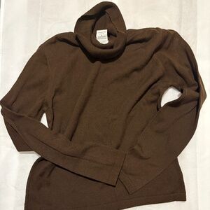 Annalaura Italy 100% Extra Fine Merino Wool Brown Turtleneck Sweater - S